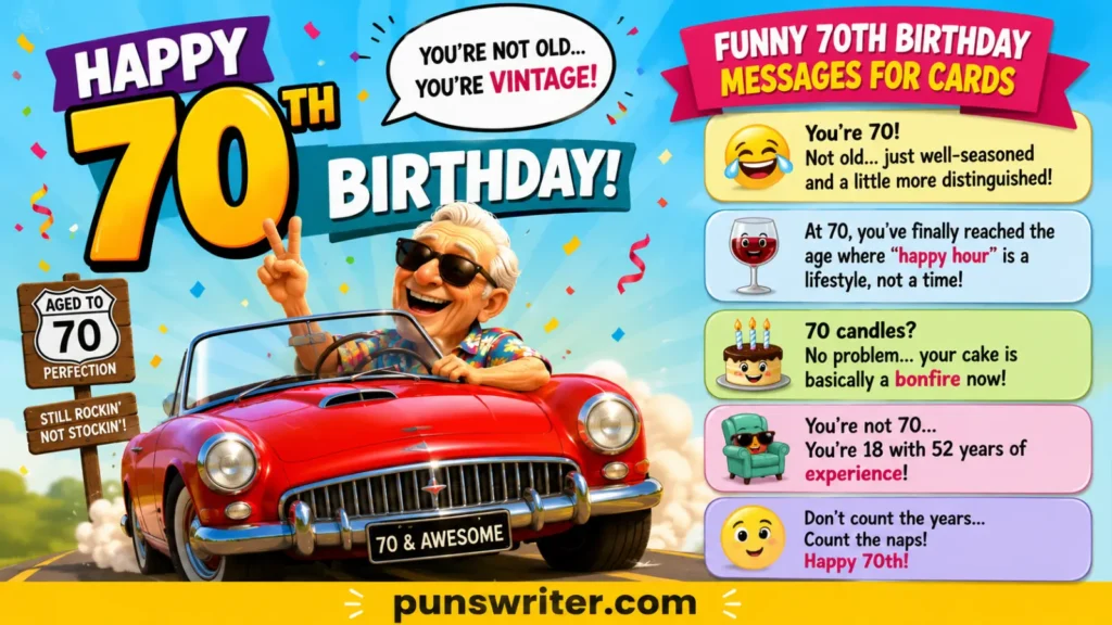 Funny 70th Birthday Messages for Cards