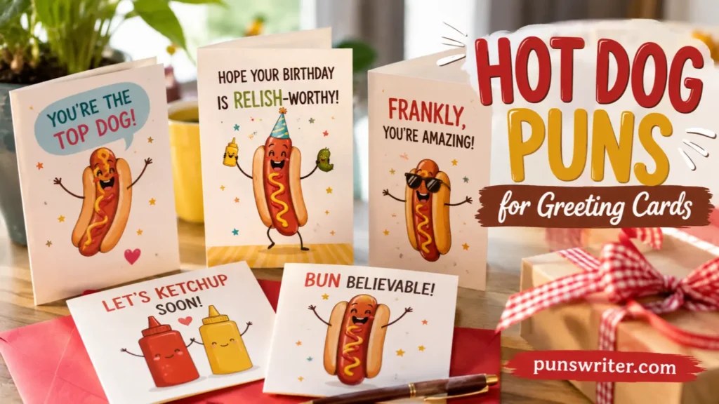 Hot Dog Puns for Greeting Cards