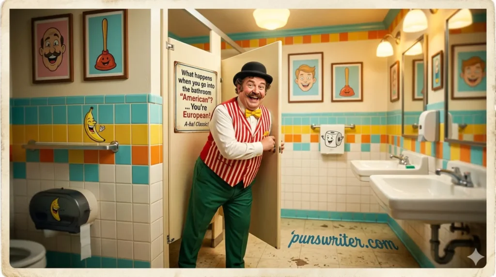 Classic You Go Into the Bathroom American Joke