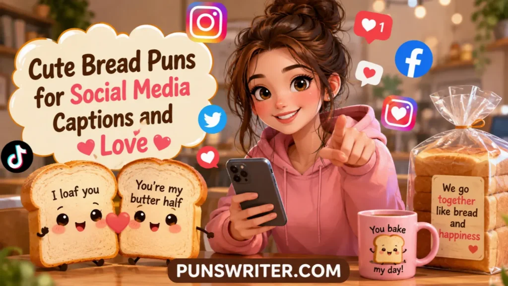 Cute Bread Puns for social media captions and Love